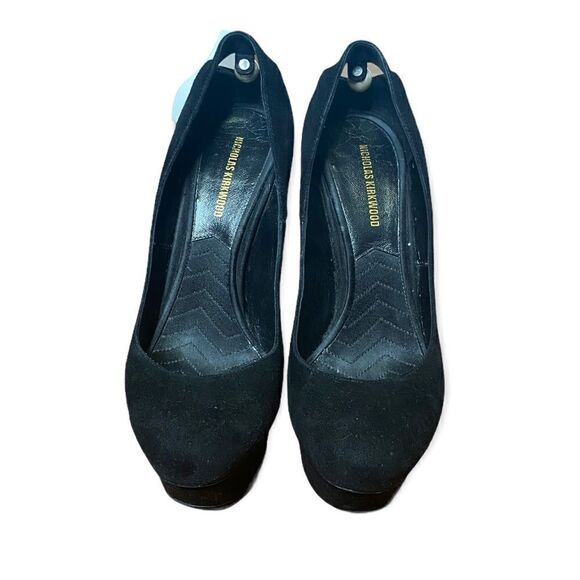 NICHOLAS Kirkwood Black Suede Platform Heels - Picture 4 of 8
